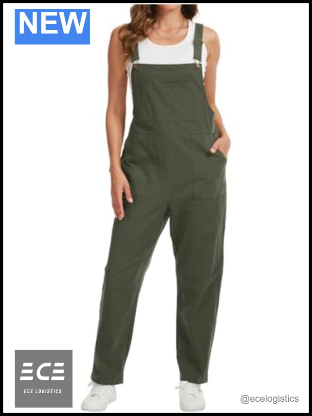 100% Cotton Wide Leg Bib Overalls Adjustable Straps Pockets Relaxed Jumpsuit